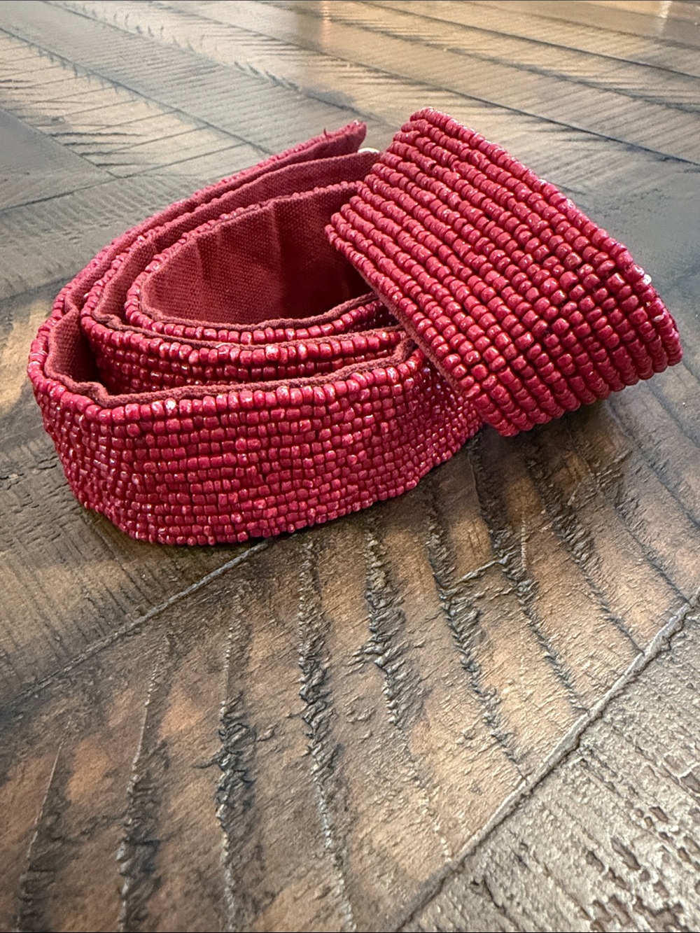 Beaded Purse Strap Raspberry/Cranberry Red.